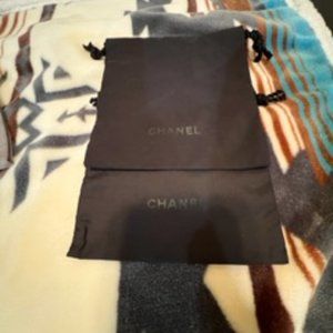 Chanel logo black drawstring jewelry bags 2 NWOT pouch